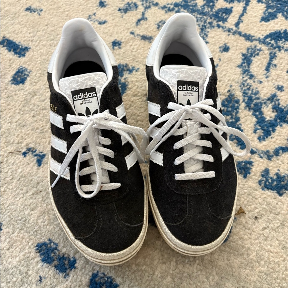 Adidas Black and White gazelle platform Sneakers